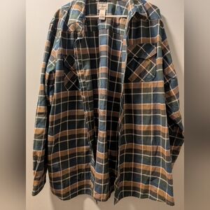 LL Bean Plaid Flannel Snap Shirt Mens XXL-TALL Katahdin Performance